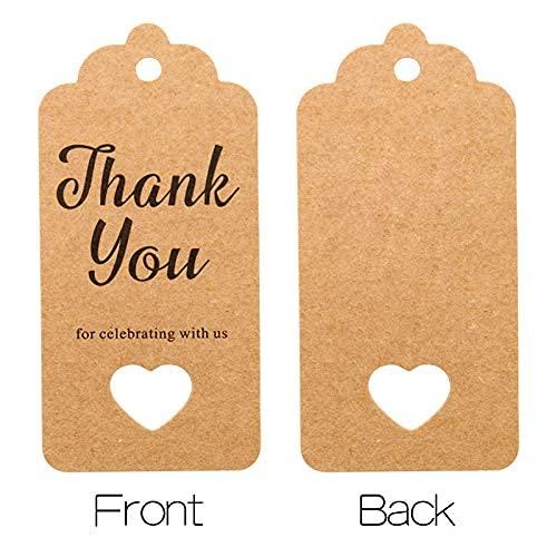 G2PLUS Thank You for Celebrating with Us,Original Design Paper Gift Tags,100 Pcs Kraft Paper Tags Price Tags with 100 Feet Natural